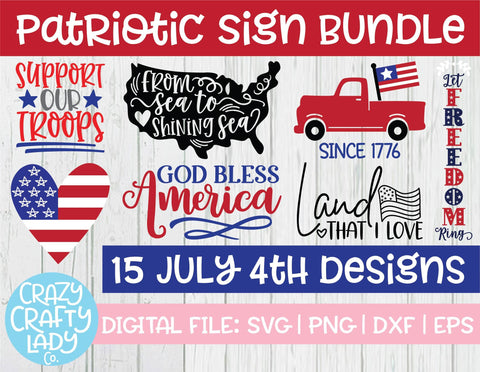 Patriotic Sign SVG Cut File Bundle SVG Crazy Crafty Lady Co. 