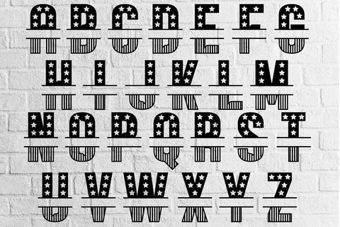 Patriotic Split Alphabet A-Z Bundle svg eps ai png pdf SVG zafrans studio 