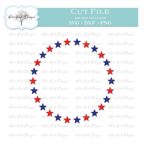Patriotic Star Circle Monogram Frame SVG One Oak Designs 