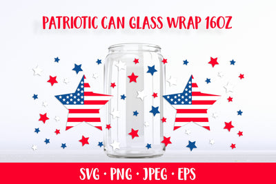 Patriotic stars can glass wrap SVG. 4th of July glass can SVG LaBelezoka 