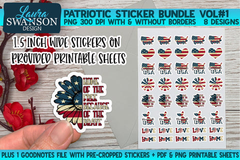 Patriotic Sticker Bundle Vol#1 | Digital & Print Sticker Set SVG Laura Swanson Design 