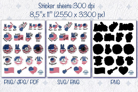 Patriotic stickers. 4th of July Stickers. Sticker Pack svg SVG Createya Design 