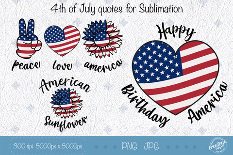 Patriotic Sublimation. 4th of July. American Sunflower. Independence day. Sublimation Createya Design 