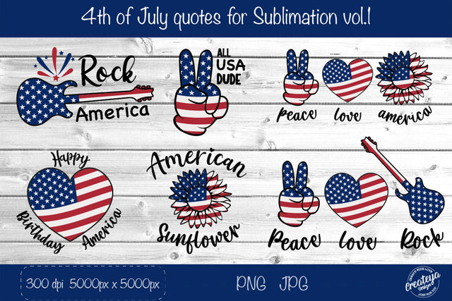 Patriotic Sublimation. 4th of July. American Sunflower. Independence day. Sublimation Createya Design 