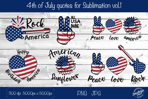 Patriotic Sublimation. 4th of July. American Sunflower. Independence day. Sublimation Createya Design 