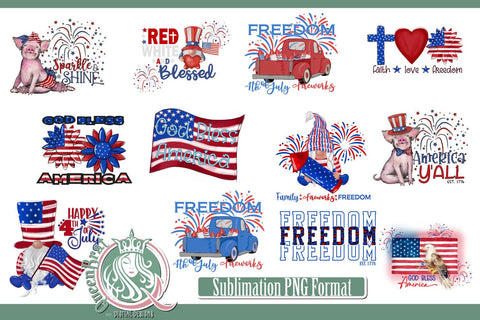 Patriotic Sublimation Bundle 2 Sublimation QueenBrat Digital Designs 