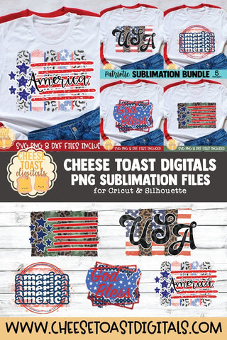 Patriotic Sublimation Bundle | 5 Fourth of July Designs Sublimation Cheese Toast Digitals 