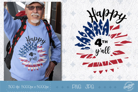 Patriotic Sublimation, My first 4th, American Sunflower Sublimation Createya Design 
