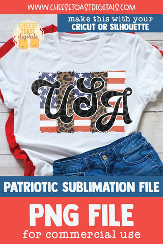 Patriotic Sublimation PNG | USA Leopard Print Flag Sublimation Cheese Toast Digitals 