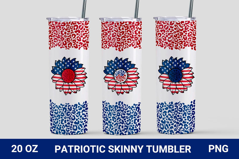 Patriotic sunflower sublimation tumbler, 20 oz skinny tumbler Sublimation KMarinaDesign 