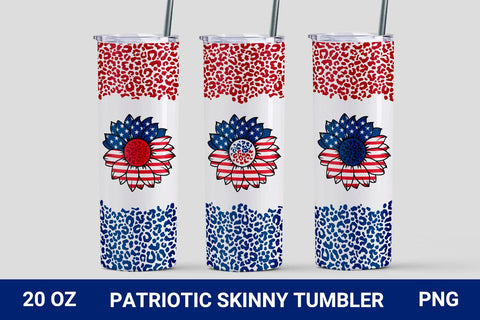 Patriotic sunflower sublimation tumbler, 20 oz skinny tumbler Sublimation KMarinaDesign 