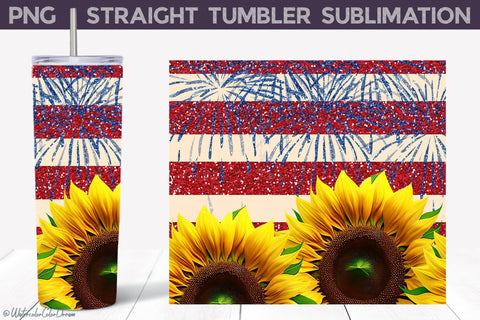 Patriotic Sunflower Tumbler | 4th of July Tumbler Wrap Sublimation WatercolorColorDream 