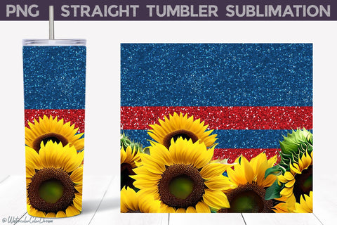 Patriotic Sunflowers Tumbler Wrap Sublimation WatercolorColorDream 