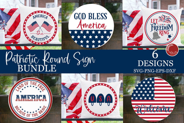 Patriotic SVG Bundle-4th of July SVG-Round Sign Bundle SVG Linden Valley Designs 