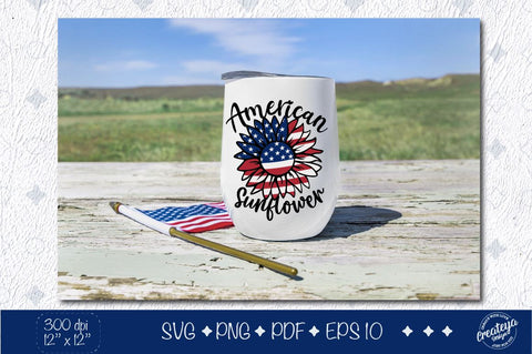 Patriotic svg bundle with American sunflower, Sunflower us flag svg, 4th of July sunflower, My first 4th SVG Createya Design 