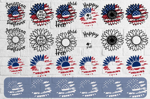 Patriotic svg bundle with American sunflower, Sunflower us flag svg, 4th of July sunflower, My first 4th SVG Createya Design 