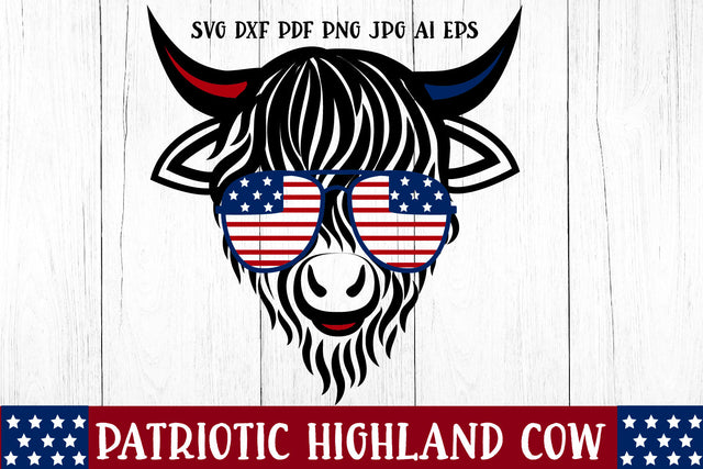 Patriotic SVG. Highland Cow SVG. Farm Animal Silhouette. SVG Samaha Design 