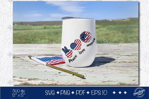 Patriotic SVG quotes, America sunflower, heart flag svg SVG Createya Design 