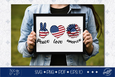 Patriotic SVG quotes, America sunflower, heart flag svg SVG Createya Design 