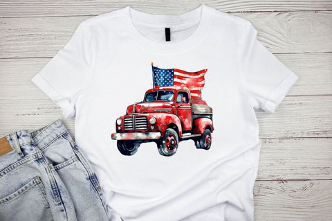 Patriotic Truck Sublimation Clipart Bundle Sublimation Regulrcrative 