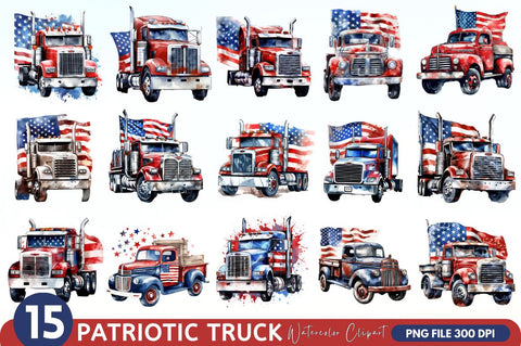 Patriotic Truck Sublimation Clipart Bundle Sublimation Regulrcrative 