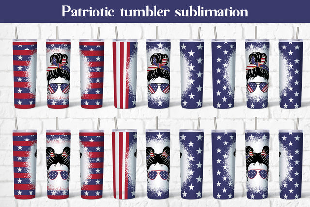 Patriotic tumbler design | Messy bun tumbler sublimation Sublimation Svetana Studio 