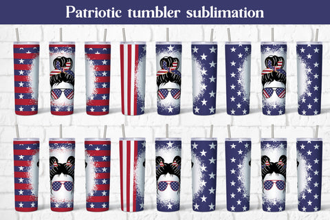 Patriotic tumbler design | Messy bun tumbler sublimation Sublimation Svetana Studio 
