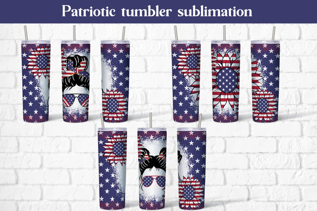Patriotic tumbler design | Patriotic sunflower Sublimation Svetana Studio 