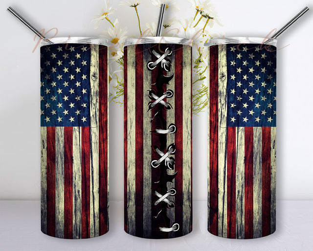 Patriotic USA Flag Tumbler Sublimation Design 20oz Skinny Tumbler Sublimation Designs American Flag for Straight, Tapered Tumbler PNG File Digital Download Sublimation PixelChick 