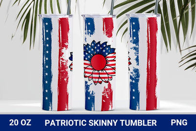 Patriotic USA sunflower tumbler, 20 oz sublimation tumbler wrap Sublimation KMarinaDesign 