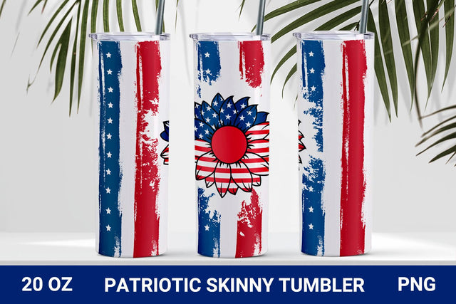 Patriotic USA sunflower tumbler, 20 oz sublimation tumbler wrap Sublimation KMarinaDesign 