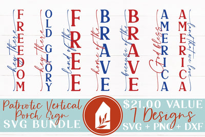 Patriotic Vertical Porch Sign SVG Bundle SVG LilleJuniper 