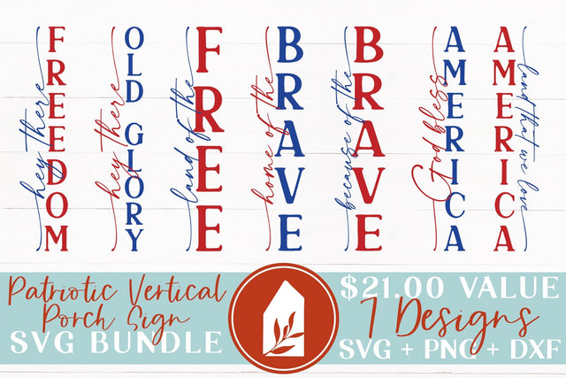 Patriotic Vertical Porch Sign SVG Bundle SVG LilleJuniper 