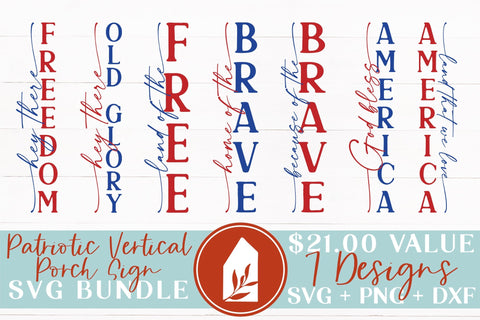 Patriotic Vertical Porch Sign SVG Bundle SVG LilleJuniper 