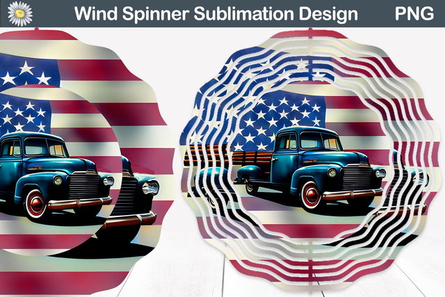 Patriotic Wind Spinner | American Flag Wind Spinner Sublimation WatercolorColorDream 