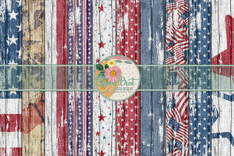 Patriotic Wood Papers Digital Pattern QueenBrat Digital Designs 
