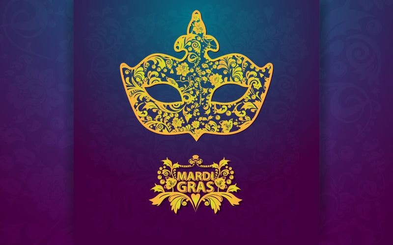 Pattern background with ornate golden mask Mardi Gras Vector illustration SVG naemmiah021 