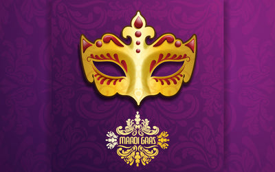 Pattern background with ornate golden mask Mardi Gras Vector illustration SVG naemmiah021 