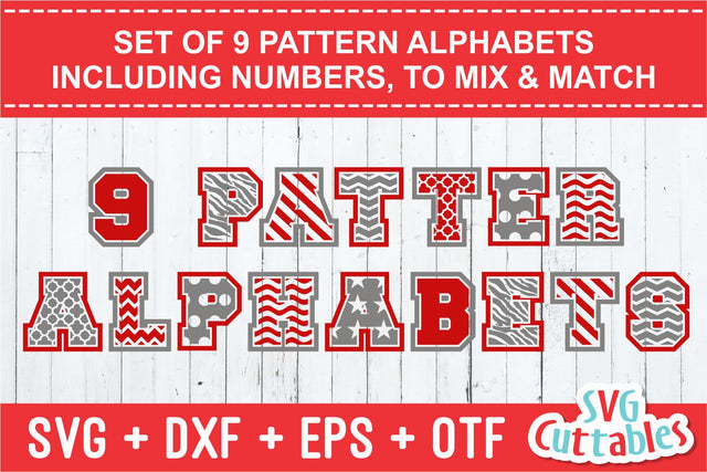 Pattern fonts set of 9 SVG Svg Cuttables 