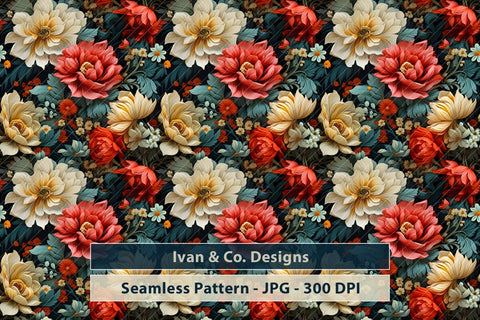 Pattern - Retro Flowers Background, Seamless Pattern, Digital Paper, Scrapbook Paper, Digital Paper Pattern, JPG (73287909) Digital Pattern Ivan & Co. Designs 