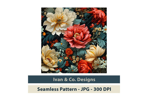 Pattern - Retro Flowers Background, Seamless Pattern, Digital Paper, Scrapbook Paper, Digital Paper Pattern, JPG (73287909) Digital Pattern Ivan & Co. Designs 