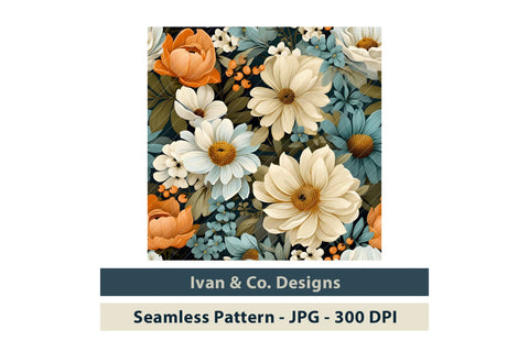 Pattern - Retro Flowers Background, Seamless Pattern, Digital Paper, Scrapbook Paper, Digital Paper Pattern, JPG (73290454) Digital Pattern Ivan & Co. Designs 