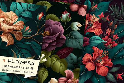 pattern with colorful flowers, flower background, pattern with flowers Digital Pattern FloridPrintables 