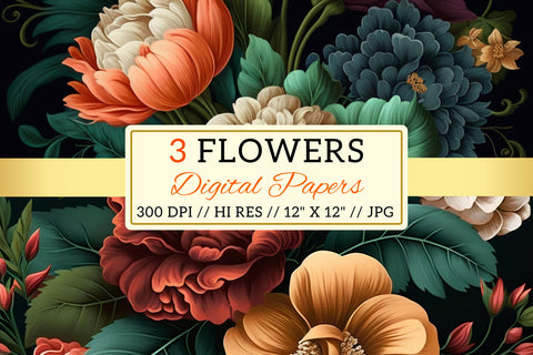 pattern with flowers, flowers in the garden Digital Pattern FloridPrintables 