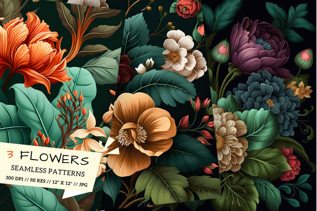 pattern with flowers, flowers in the garden Digital Pattern FloridPrintables 