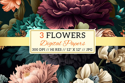 pattern with flowers, seamless background with flowers Digital Pattern FloridPrintables 