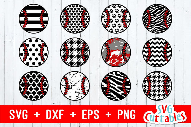 Patterned Baseballs set of 12 SVG Svg Cuttables 
