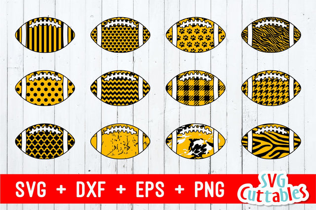 Patterned Footballs set of 12 SVG Svg Cuttables 
