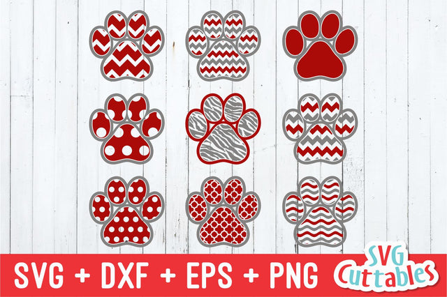 Patterned Paw Prints SVG Svg Cuttables 