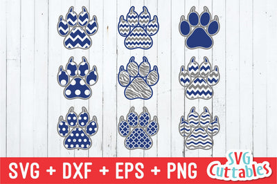 Patterned Paw Prints with Claws SVG Svg Cuttables 